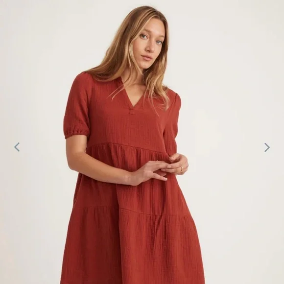 Marine Layer | Dresses | Marine Layer Jamie Short Sleeve Mini Dress In Barn  Red | Poshmark